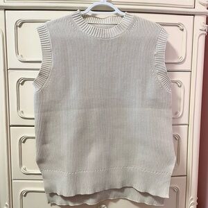 Muji - Ribbed Vest Cream Coloured Size Medium